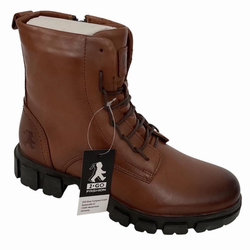 Stiefel Mit Sehr Engem Schaft 2 GO FASHION Damen Boots 8088-503-39 Leder Brandy