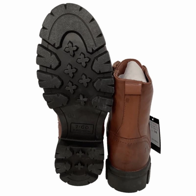 Stiefel Mode 2 GO FASHION Damen Boots 8088-503-39 Leder Brandy