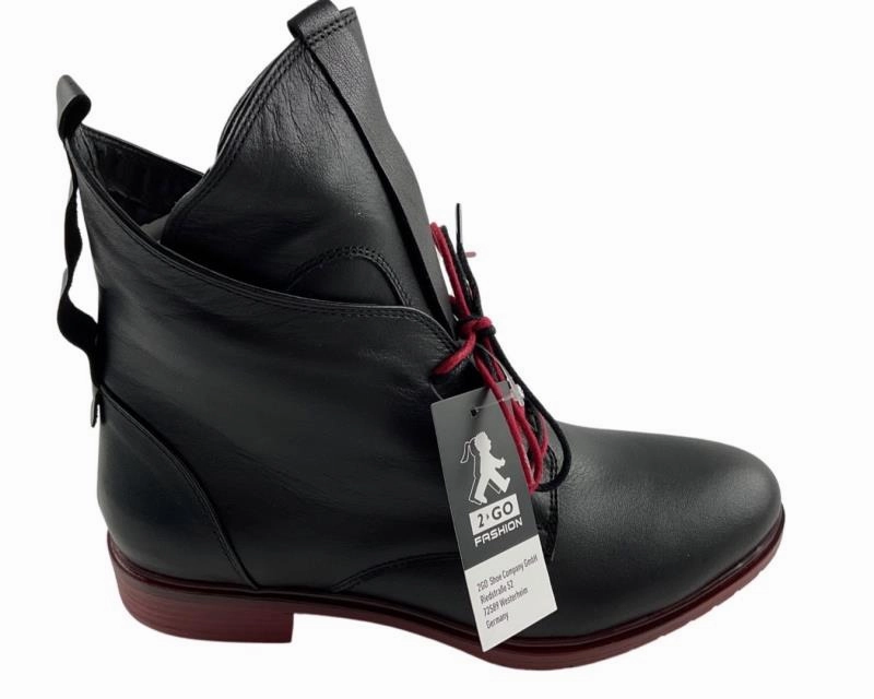 2GO  Fashion Damen Stiefeletten 8061-501-9  Schwarz/Rot Tibi Ankle Boots