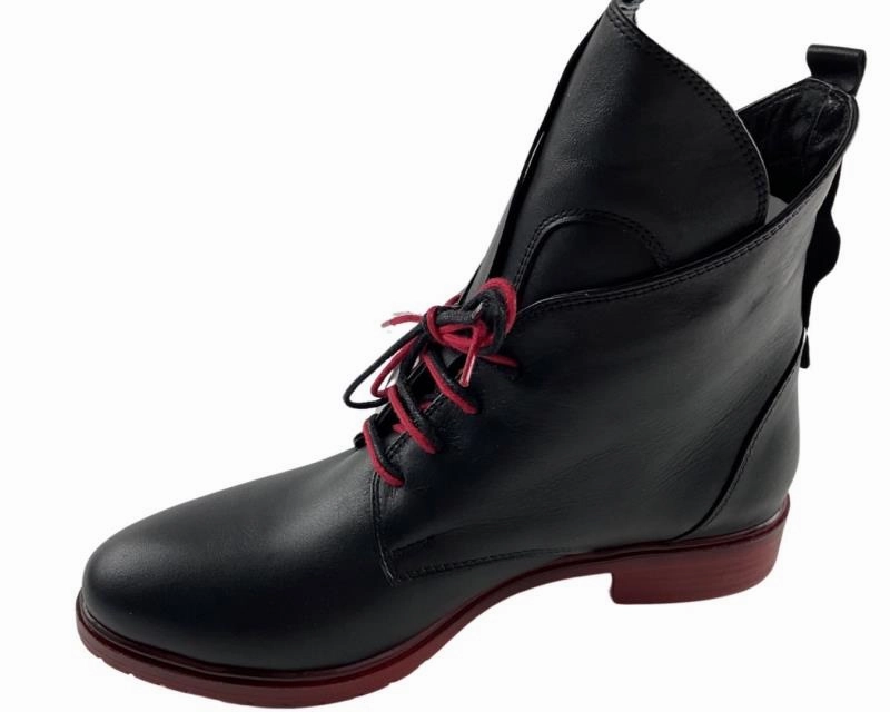 2GO  Fashion Damen Stiefeletten 8061-501-9  Schwarz/Rot Stradivarius Ankle Boots Velvet