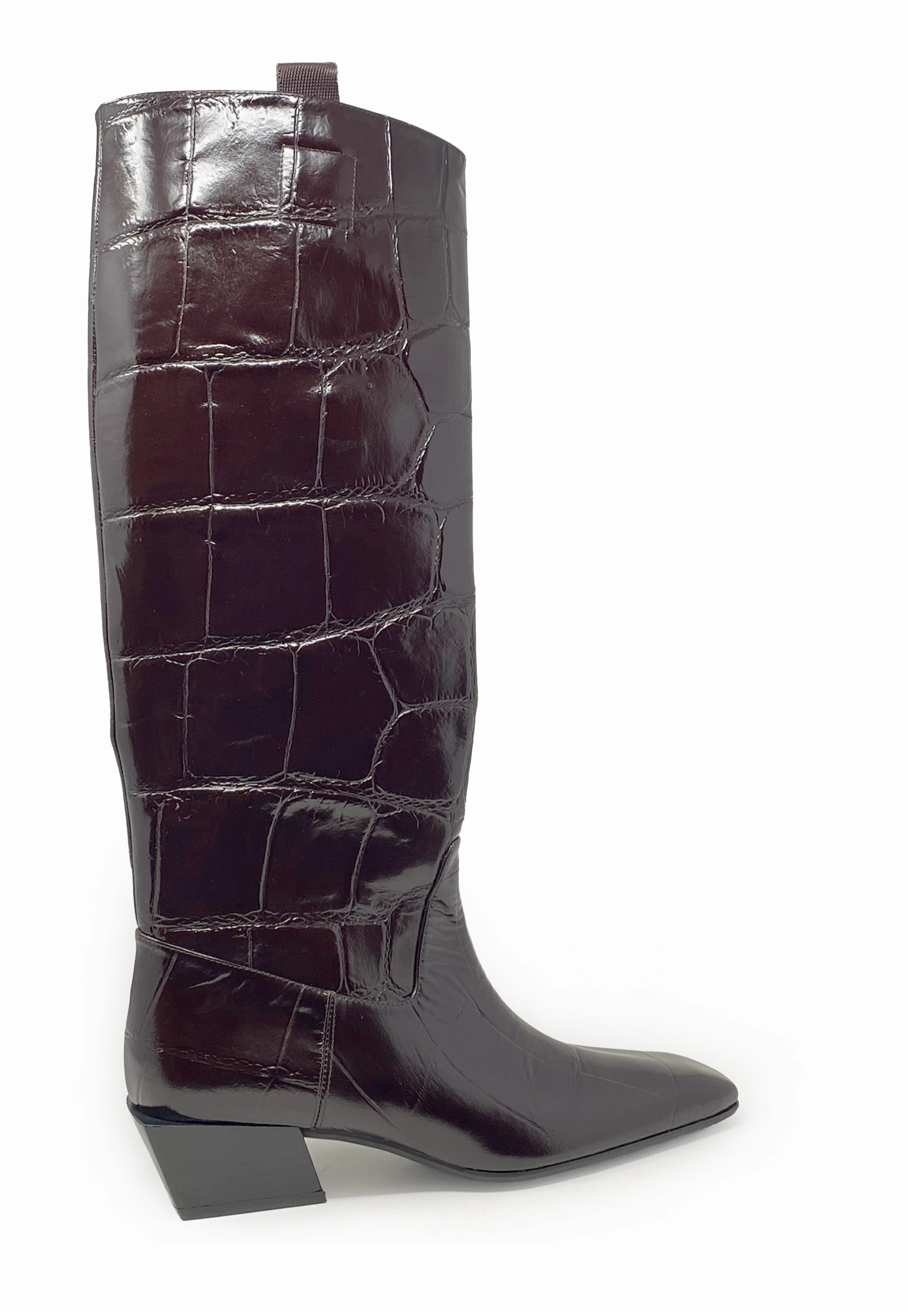8263 Langschaft Boot |Testa Di Moro Kroko Plateau Stiefel Gebraucht