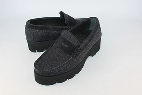 Paul Loafers 'Arianna' Blue Sparkle Loafer on a Wedge