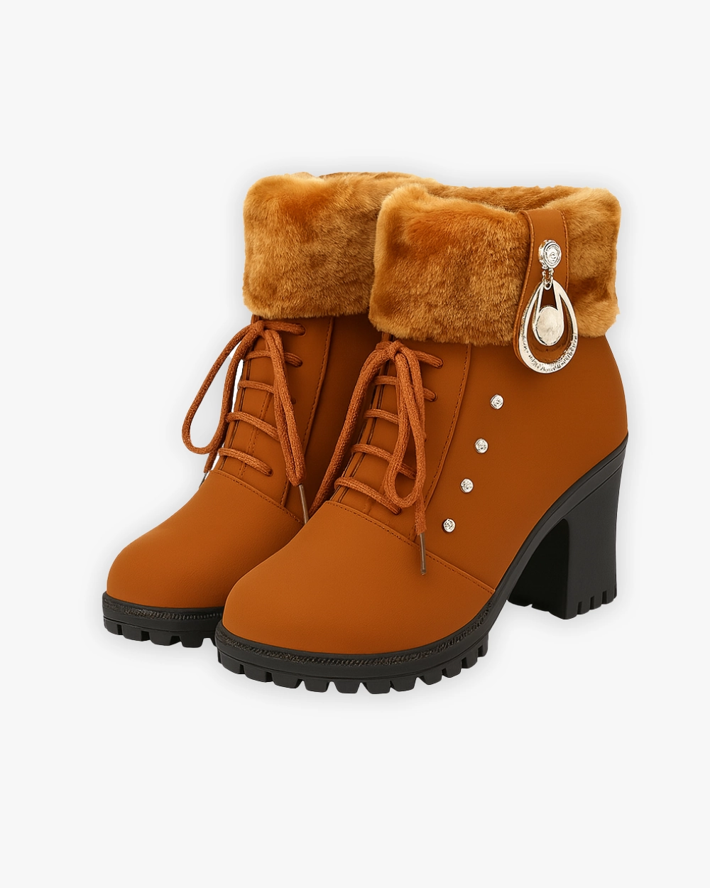 White Lace Ankle Boots Absatz Stiefeletten mit Zierschnalle und Strassdetails