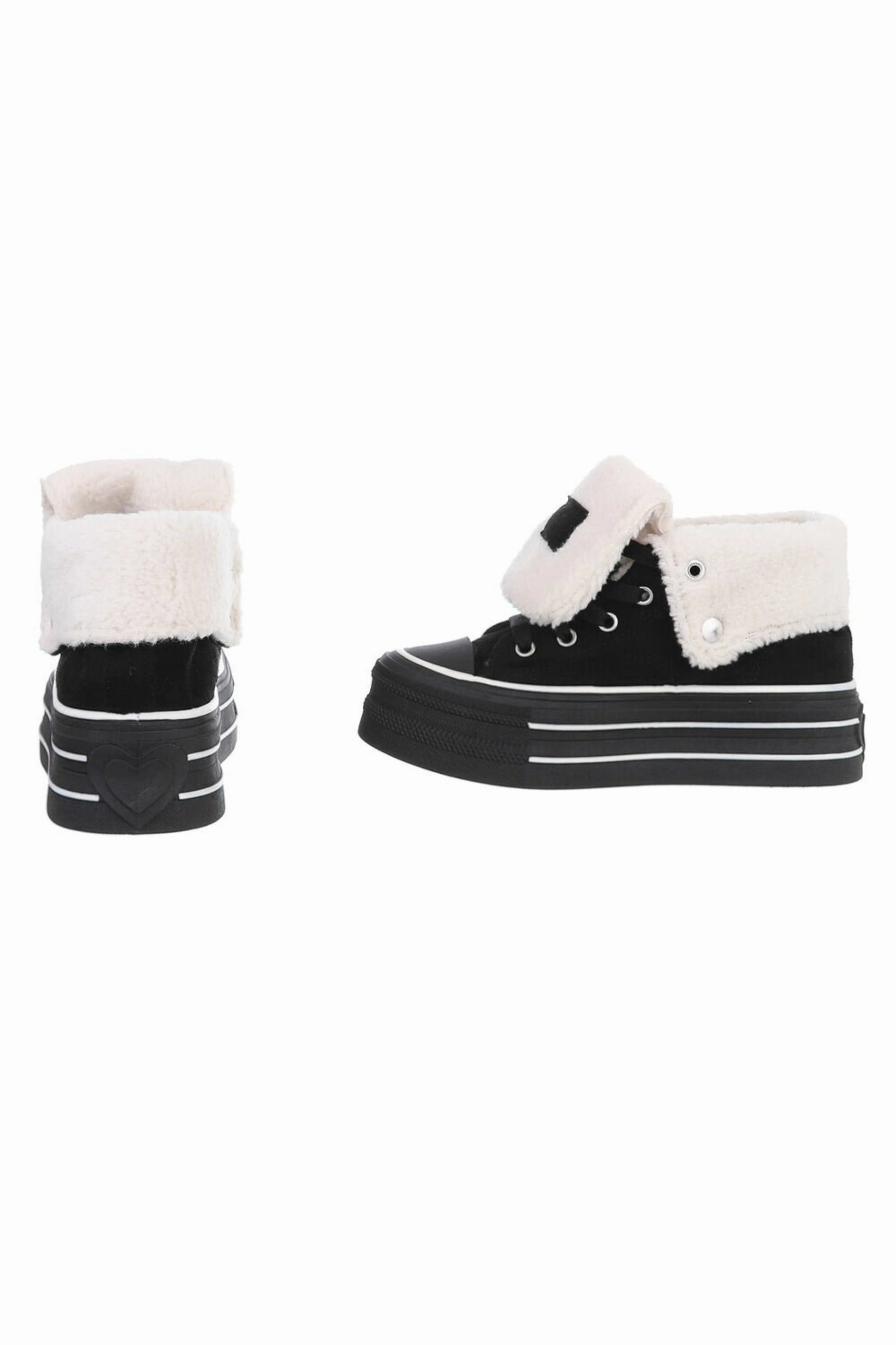 High Plateau Sneaker mit Teddyfell, schwarz Sneaker Shop New York