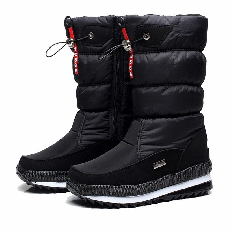 Outlet Winterstiefel Winterschuhe Damen | Mittelhoch mit Vorderem Reiverschluss