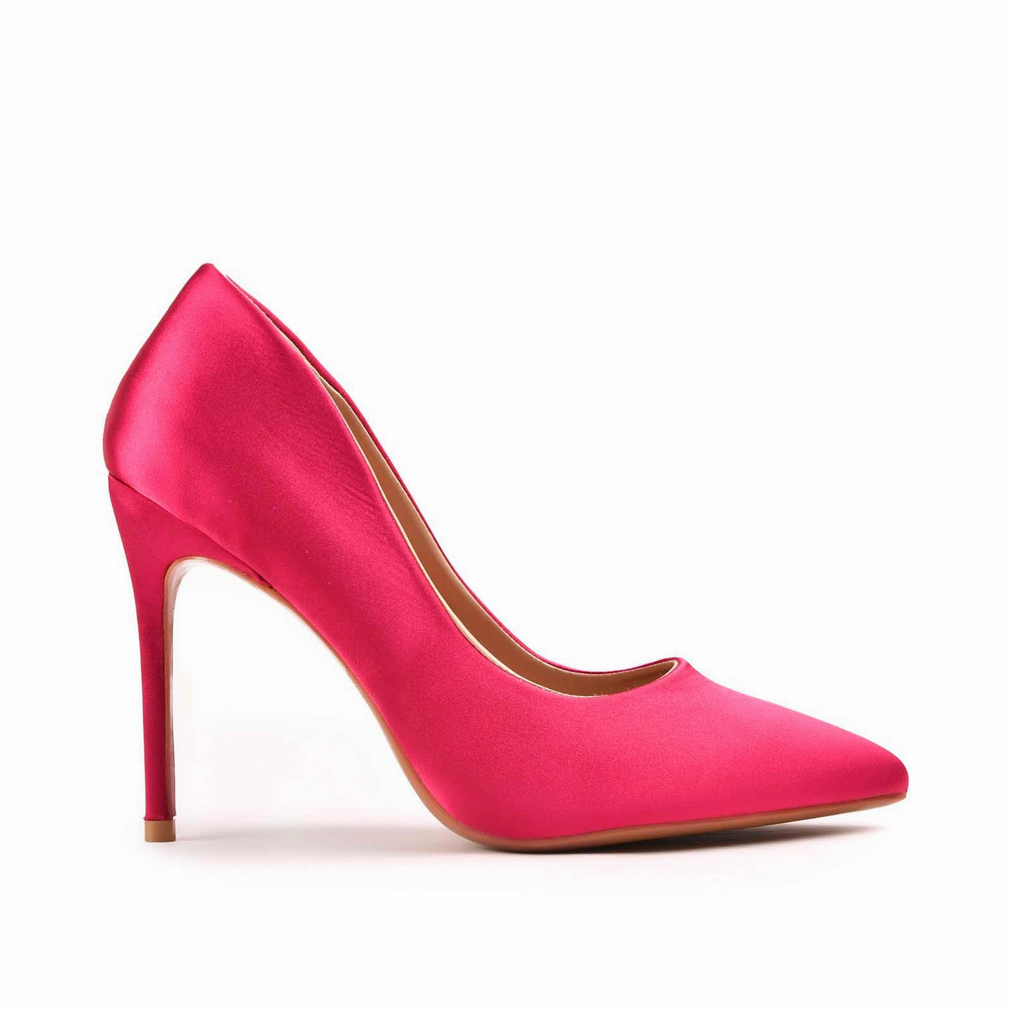 Vibrant Pink Satin High Heel Pumps | 471M-P Feet With High Heels