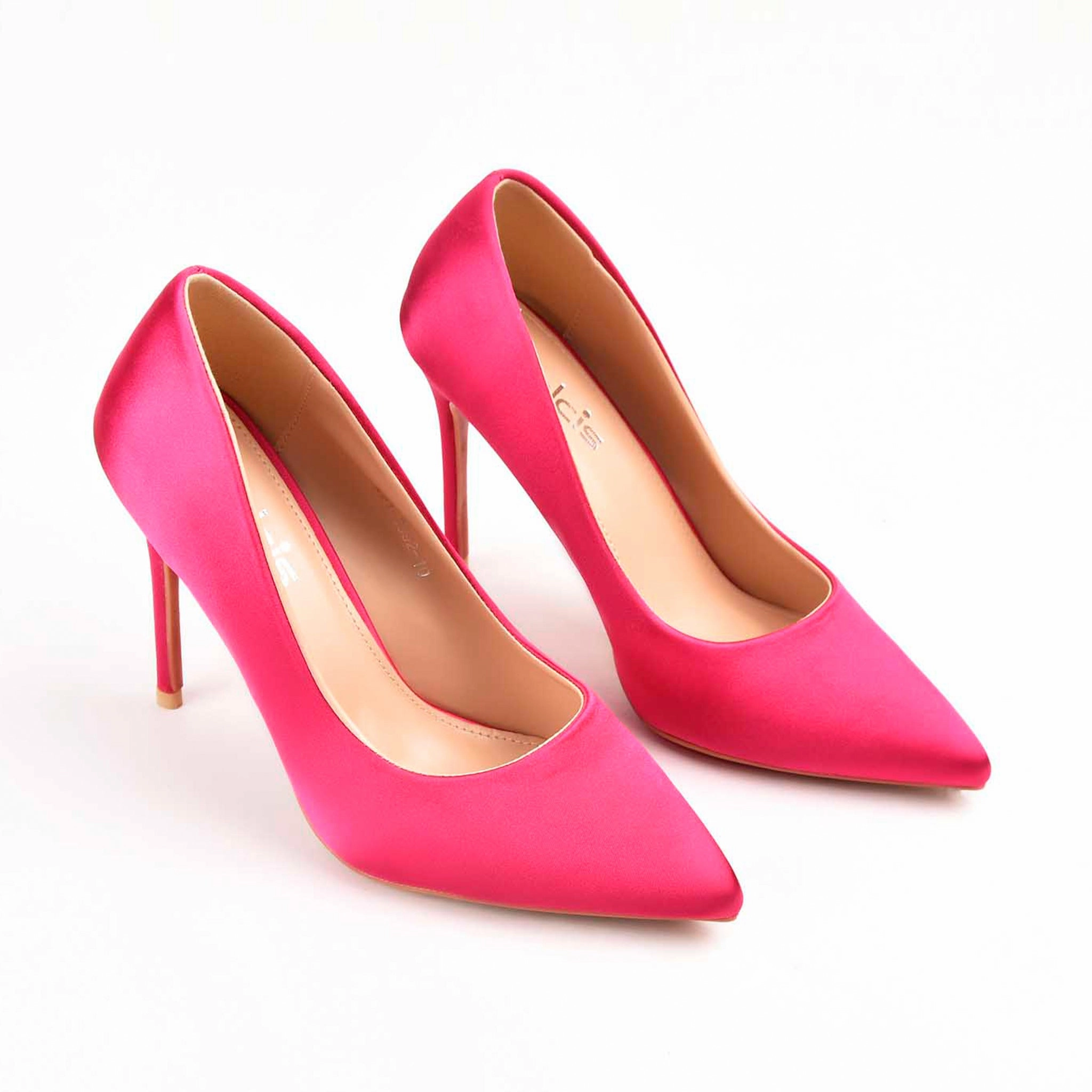 Vibrant Pink Satin High Heel Pumps | 471M-P The Best High Heels