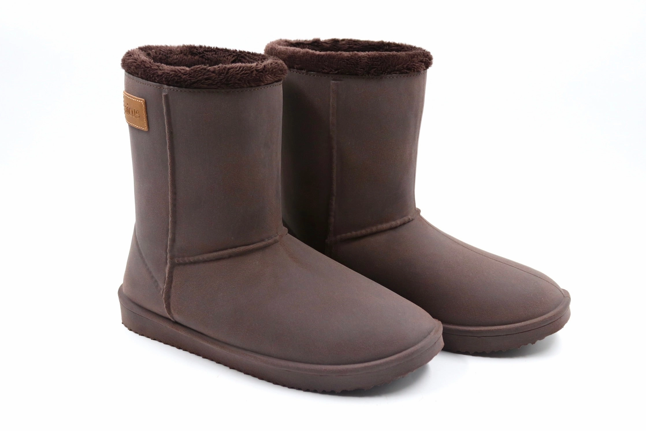 Winterstiefel Leder All in One Gummistiefel -  Braun Damen