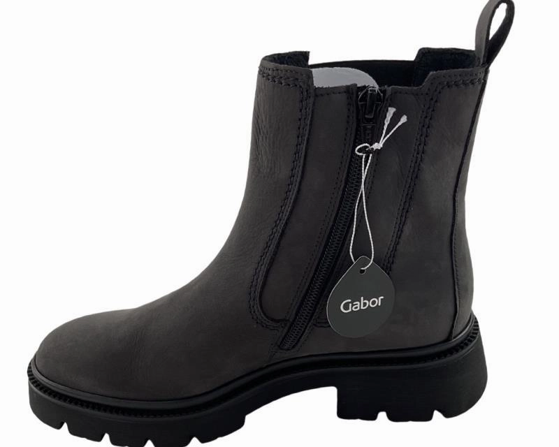 Leather Lace Up Ankle Boots Flat Gabor Damen Stiefelletten 31.850.19 Soft Nubuk Grau