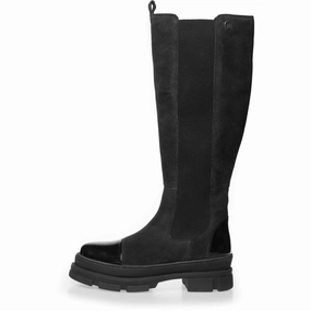 FOLLOW ME SUEDE - BLACK W/PATENT TOE Griechische Stiefel