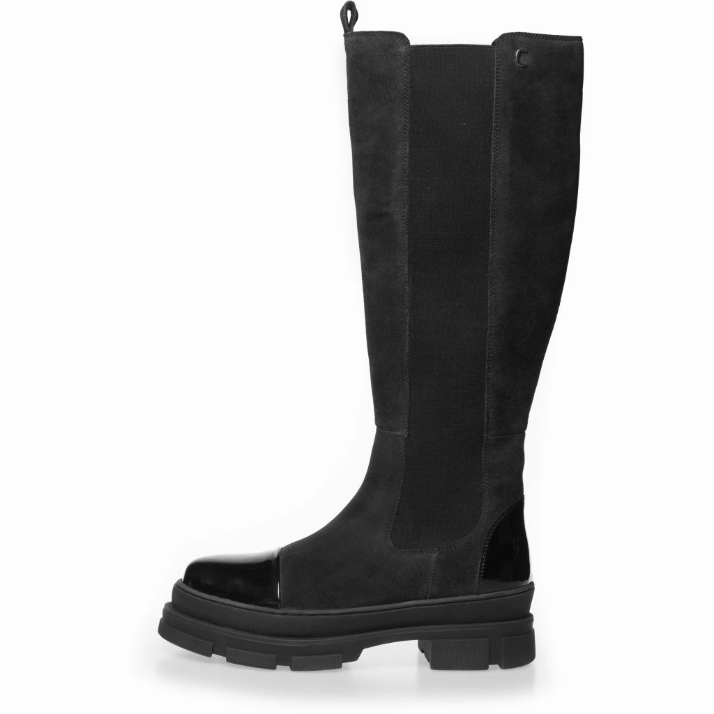 FOLLOW ME SUEDE - BLACK W/PATENT TOE U Boot Stiefel
