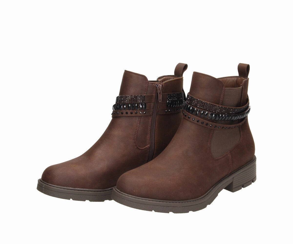 Ankle Boots With Leopard Print Anett in Dunkelbraun MF - Damen Stiefelette