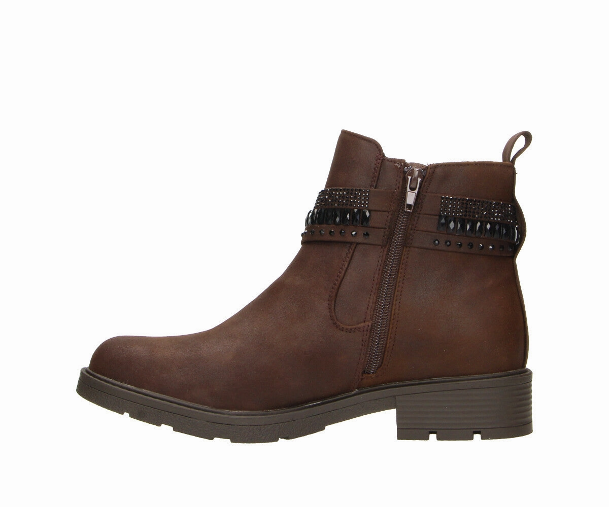 Anett in Dunkelbraun MF - Damen Stiefelette Slouch Ankle Boots Leather