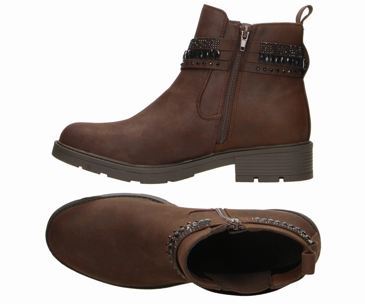 Anett in Dunkelbraun MF - Damen Stiefelette Slim Ankle Boots