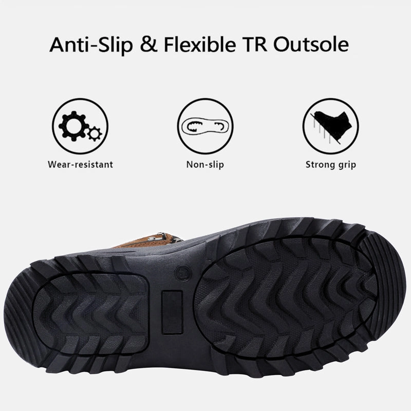 riemot Herren Winterstiefel Wasserdichte Sohle Braune Schneestiefel Winterstiefel Gr 46