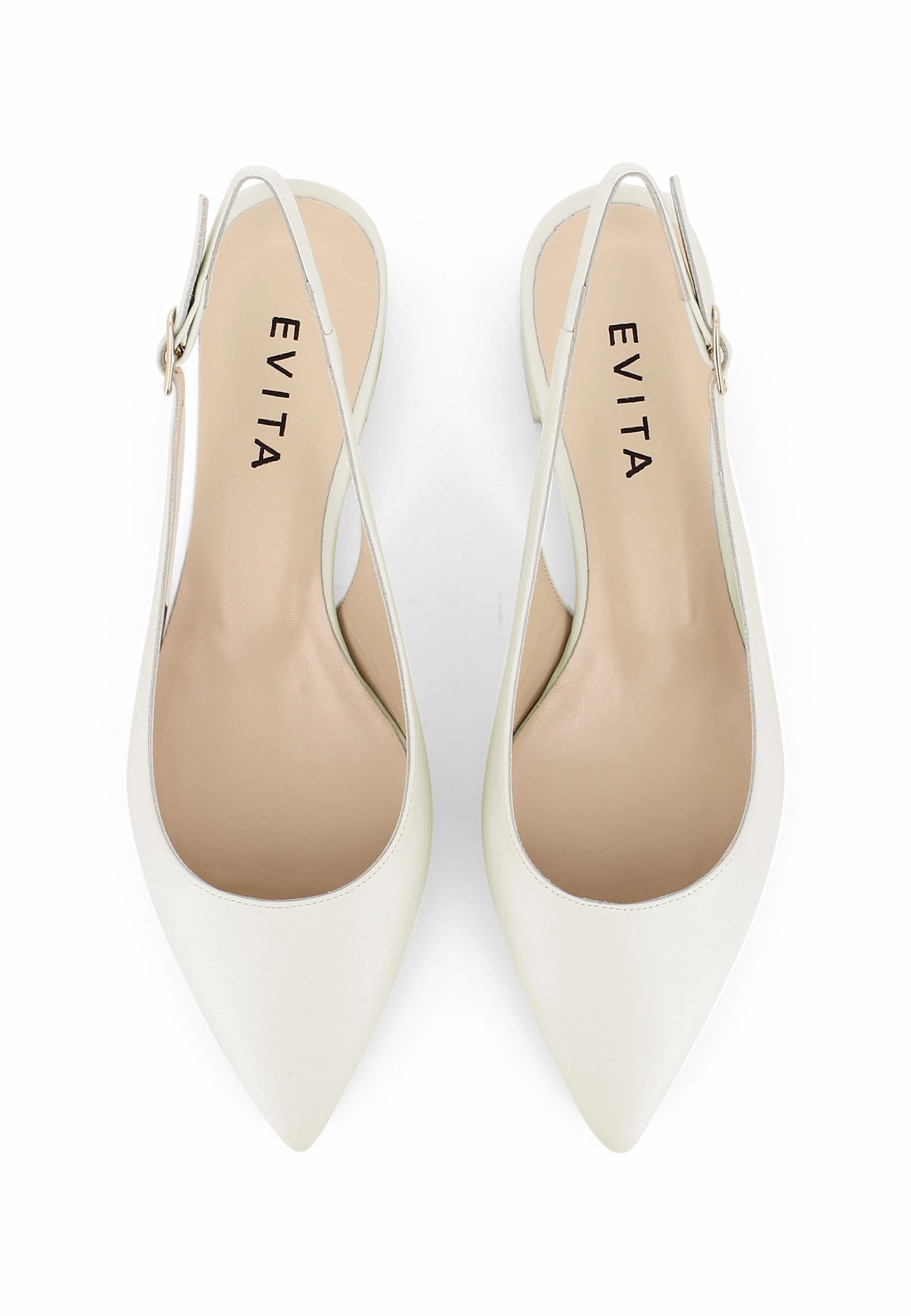 FRANCA Damen Sling Pumps  -  Glattleder Cremewei Alte Laufschuhe Dämpfung