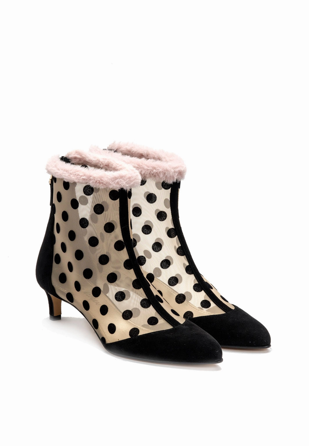 Ankle Boots aus gepunktetem Mesh in Schwarz 2 Inch Heel Ankle Boots