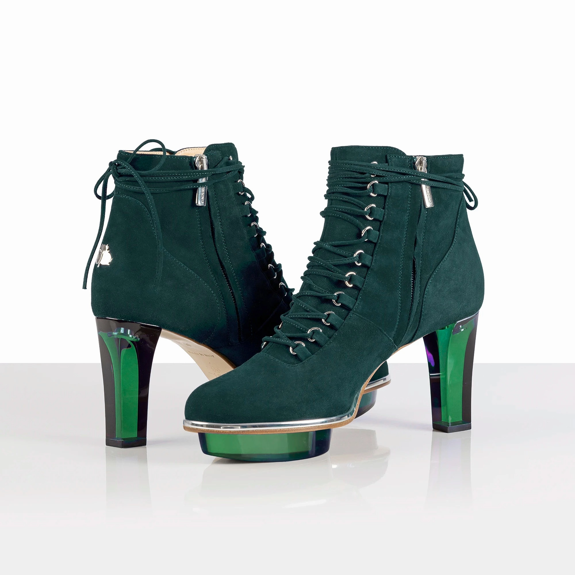 Platform Ankle Boots Heel SMARAGDIS grne Closetoes Stiefeletten