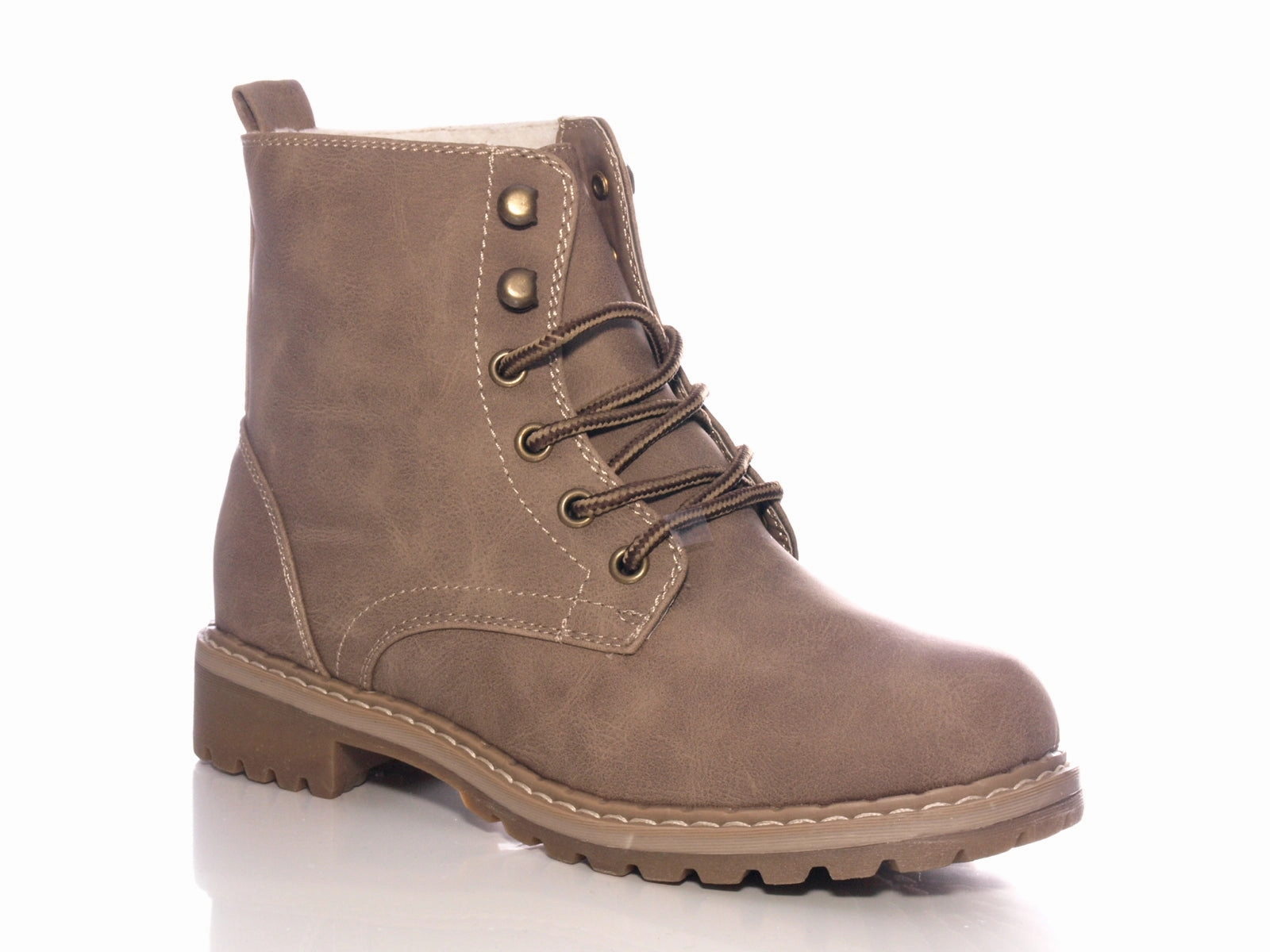 Damen Stiefeletten Schnrr Boots Outdoor Winterboots warm gefttert Khaki # 607 Ankle Boots 43