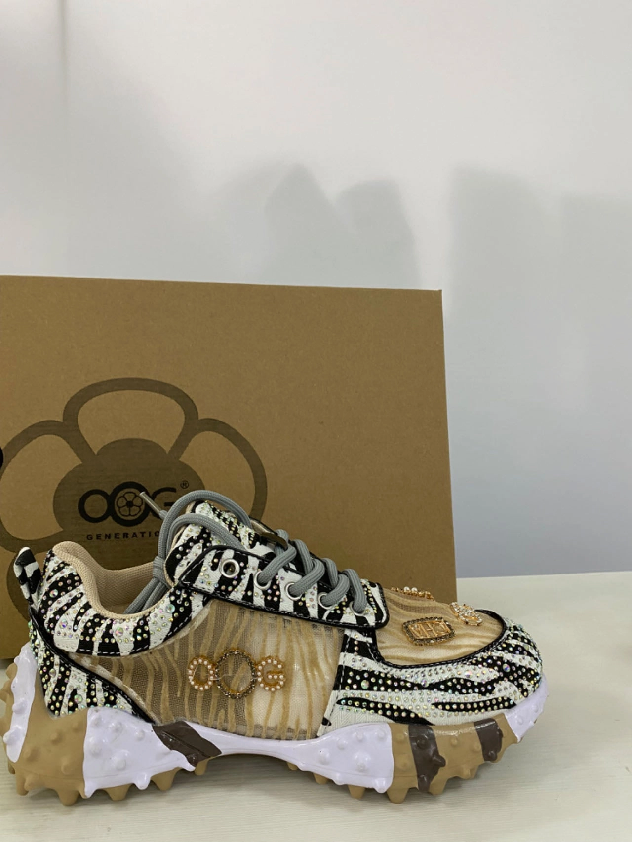 AQ720 Zebra OOG Damen Sneaker (EU) Sneaker Voile Blanche