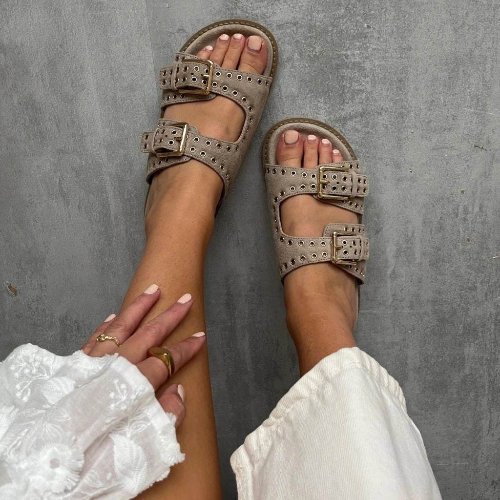 Sandalen Mit Goldenen Nieten AS SUMMER SUEDE - BISCUIT