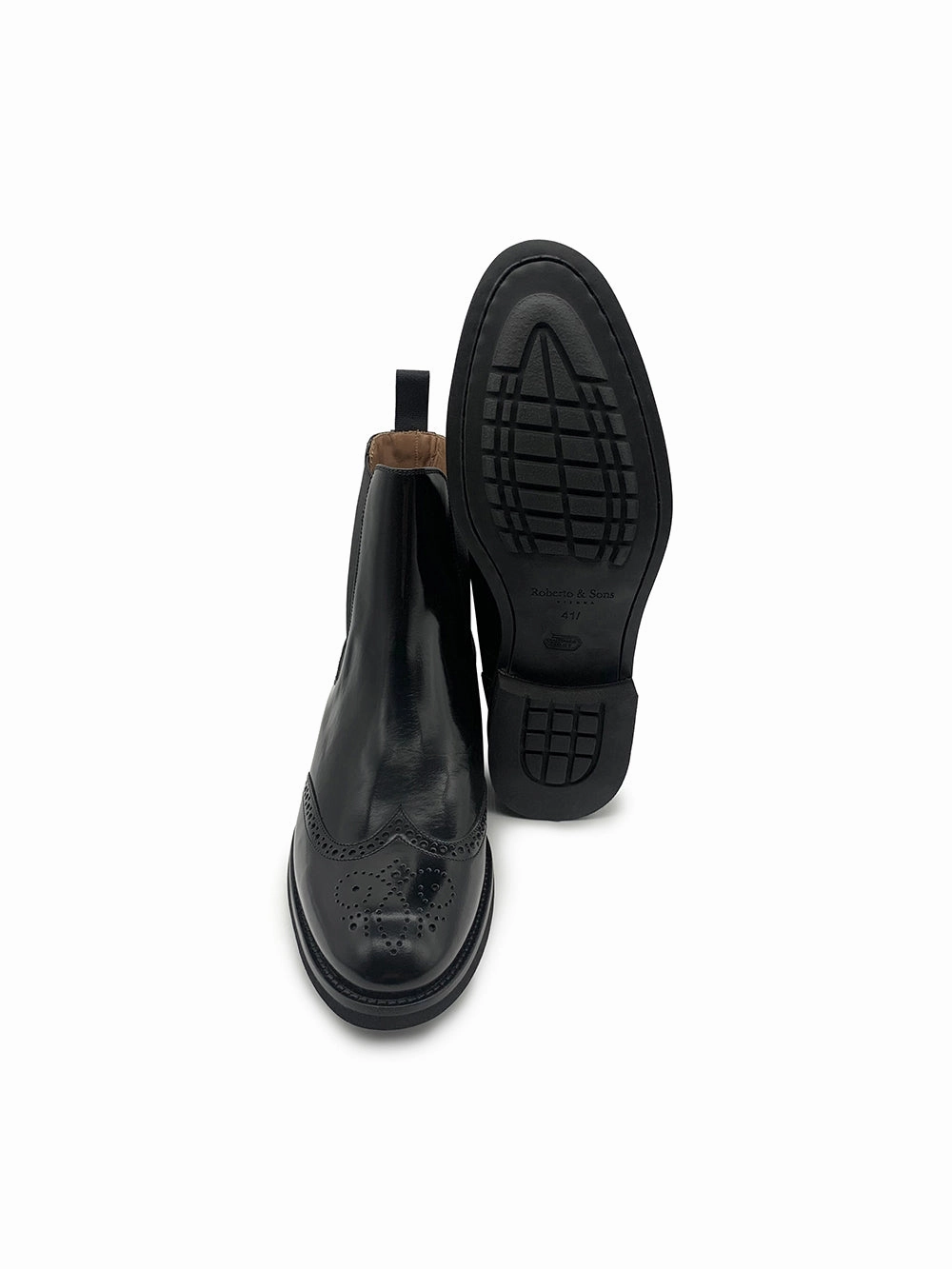 Herrenschuh Malaga Budapester - Kalbsleder Schwarz ( Premium Extra Light ) Heeled Ankle Boots Square Toe