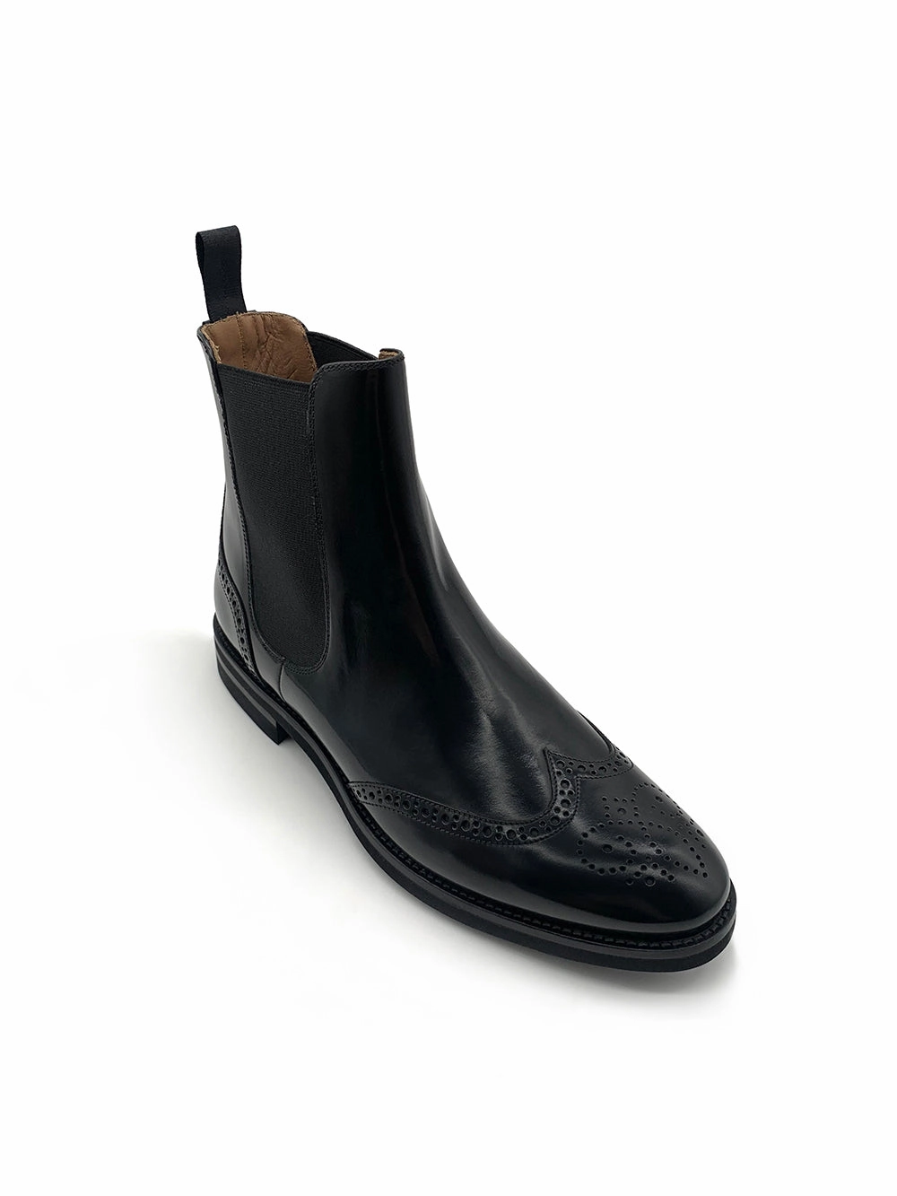 Ruffle Ankle Boots Herrenschuh Malaga Budapester - Kalbsleder Schwarz ( Premium Extra Light )