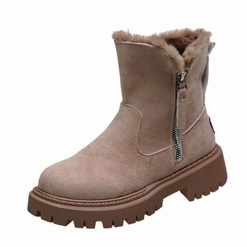Winterschuhe Damen | Knchelhoch mit Umgeschlagenem Fellrand Winterstiefel Wasserdicht 41