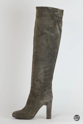 Stiefel Plateausohle Hohe Stiefel Wildleder grau