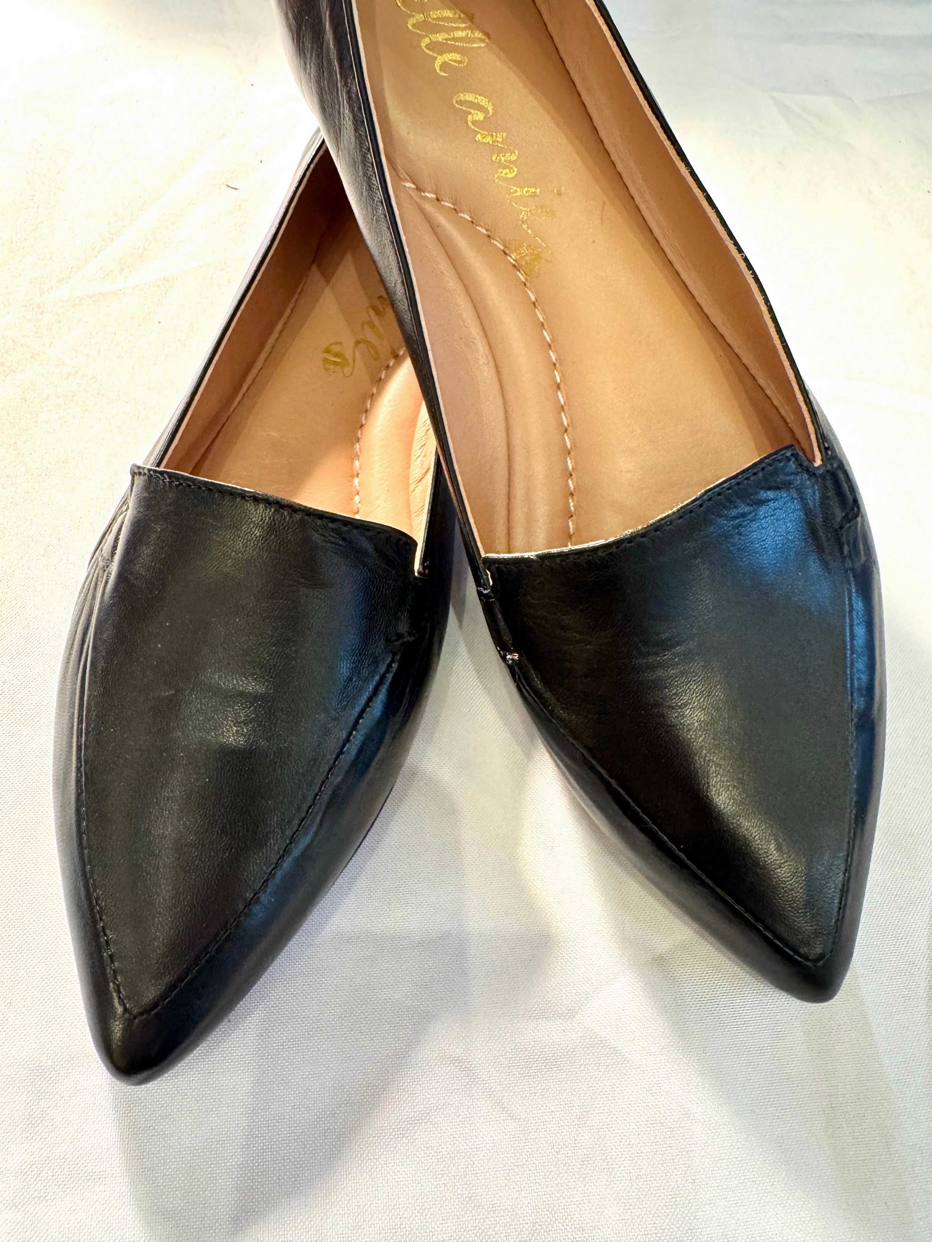 Loafers French Style Ballerina Glattleder Nero