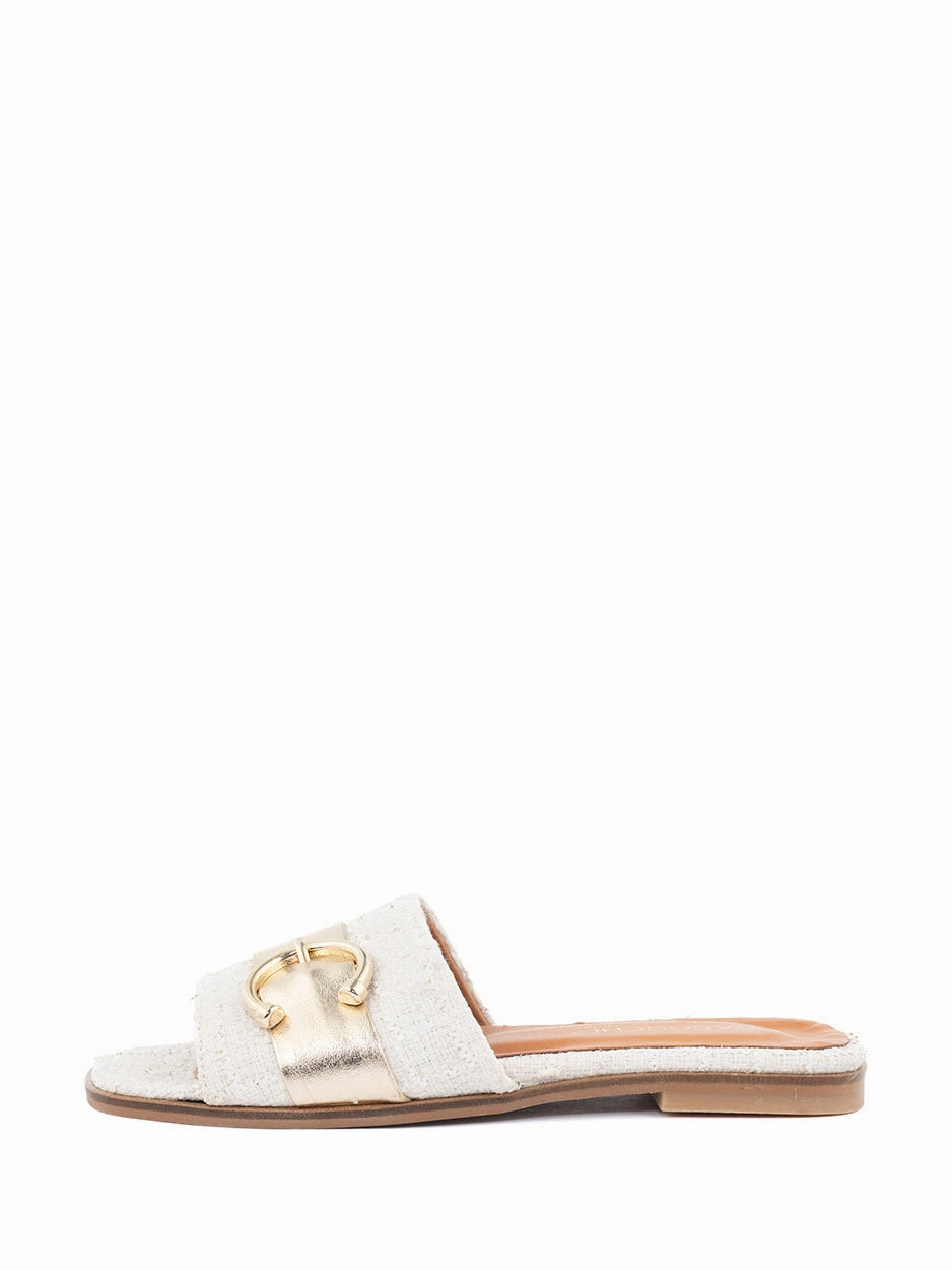 Rozan | Slipper Off White/Gold Julien Bam Sandalen