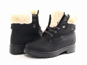 Damen Stiefeletten Biker Boots Outdoor Winterboots warm gefttert Black # 9120 Faux Leather Ankle Boots