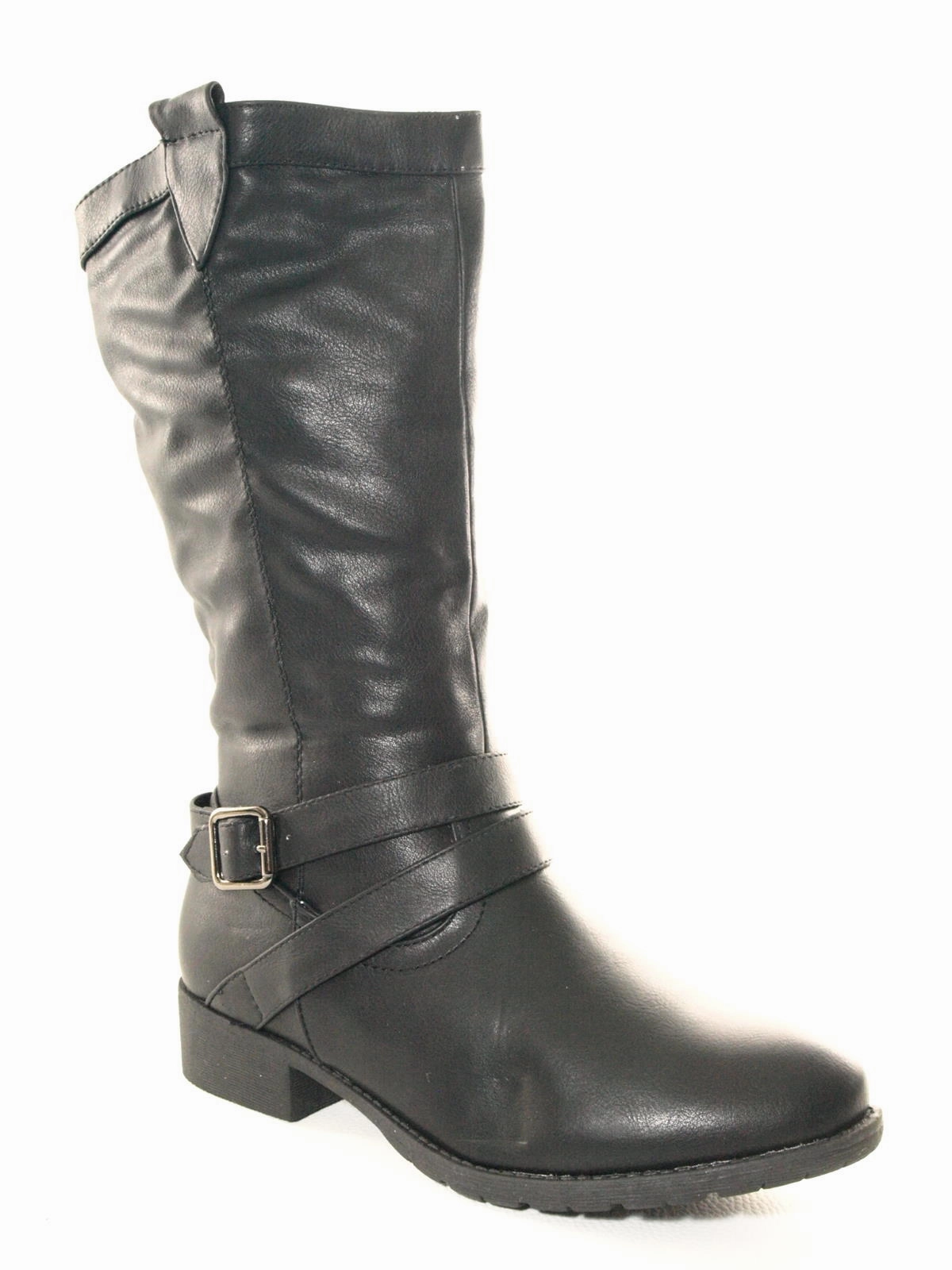Strumpf Stiefel Flach Damen Stiefel Winterstiefel warm gefttert Black # 038
