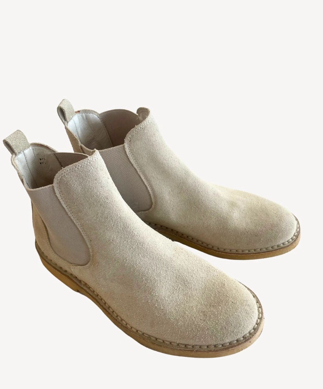 Marie Morenz 1421 Velour Beige Jodpur Ankle Boots Steel Front