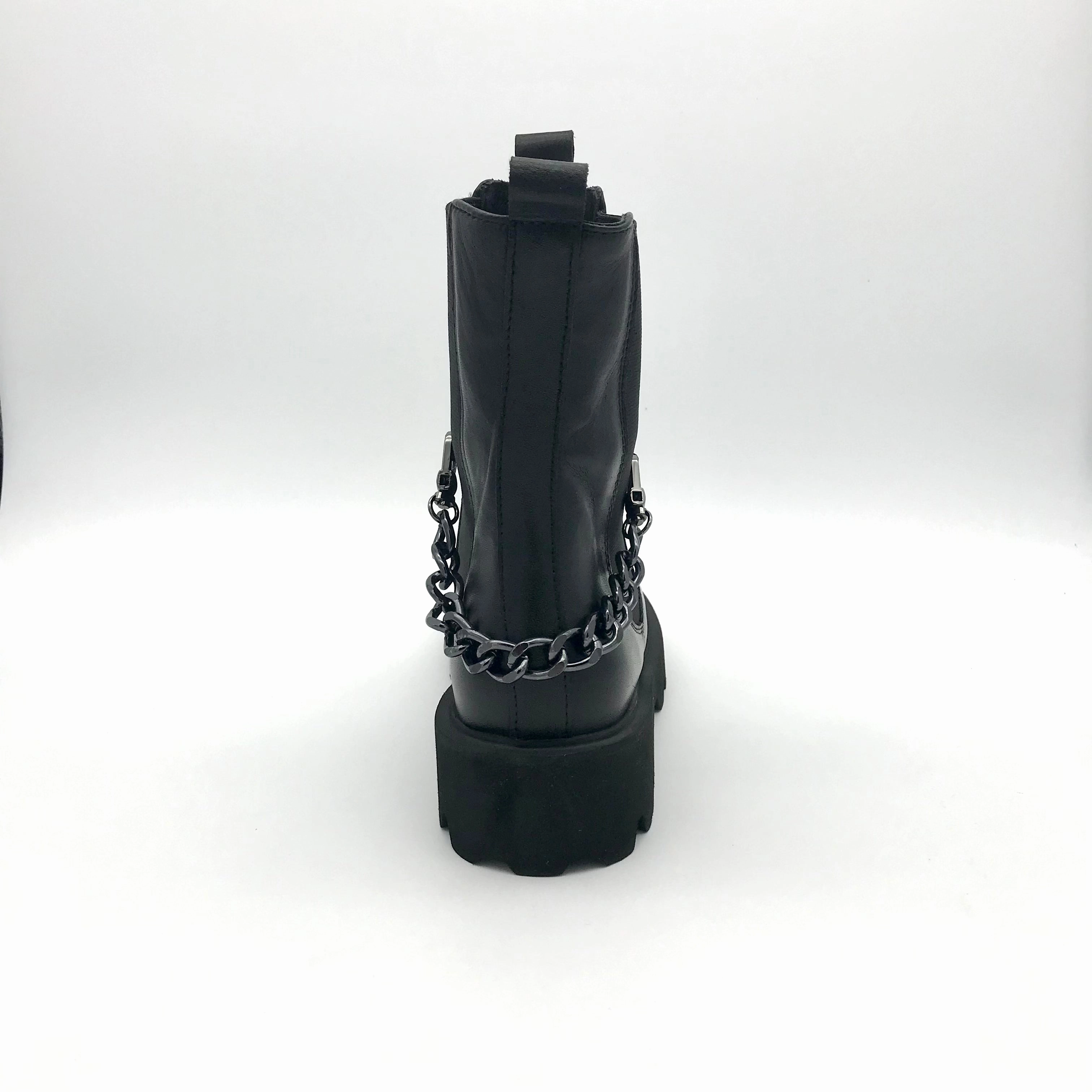 Lace Up Knitted Chunky Ankle Boots Biker Boots Schwarz