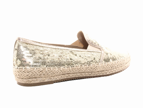 Sicherheitsschuhe Stiefeletten Damen Plateau Slipper Pailetten Espadrilles Spitzenstoff Slip On Gold # 163