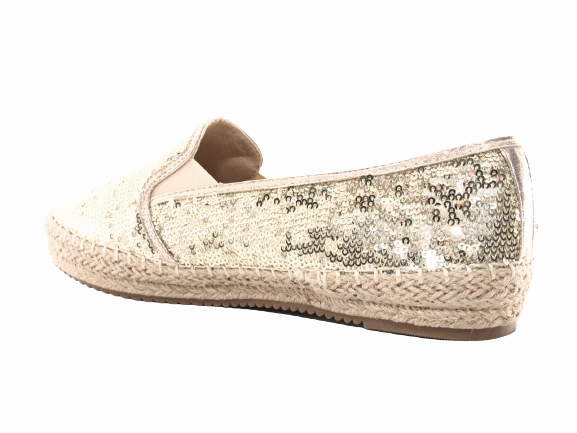 Sicherheitsschuhe Esd S1 A Damen Plateau Slipper Pailetten Espadrilles Spitzenstoff Slip On Gold # 163