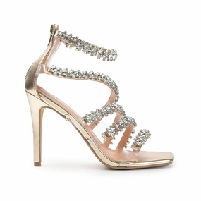 Elegant Gold High Heel Sandals with Rhinestone Straps | 269G-X High Heels Back