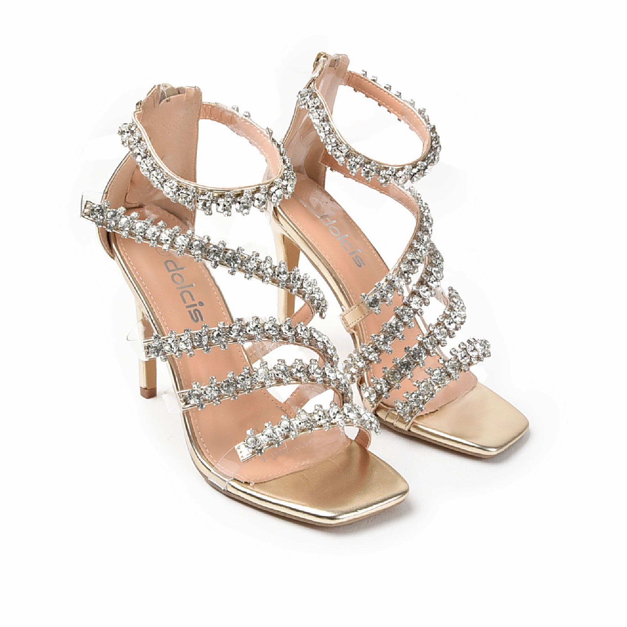 Elegant Gold High Heel Sandals with Rhinestone Straps | 269G-X High Heels Spitze