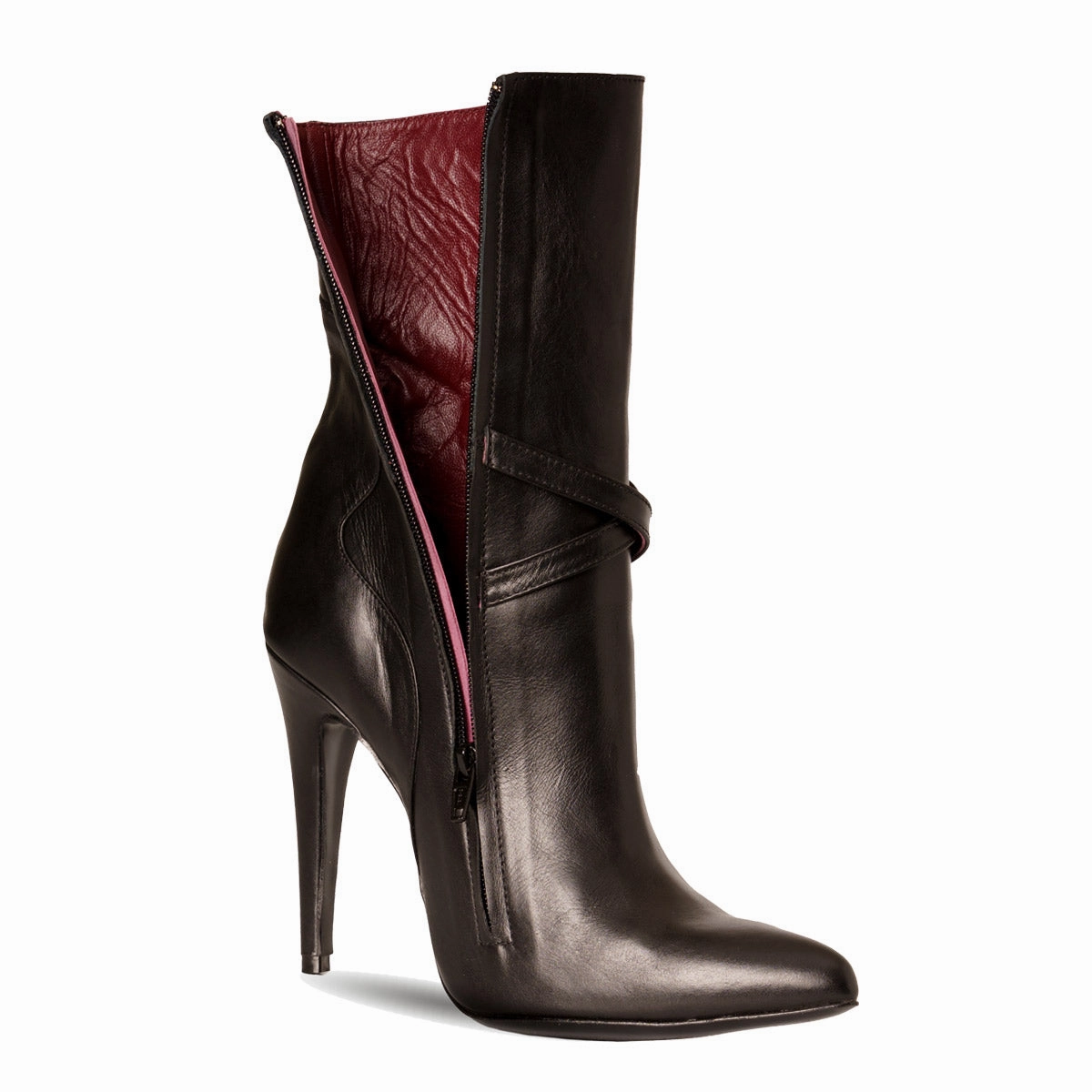 Stiefelette mit Riemchen (Modell 810) Leder schwarz Height Increasing Ankle Boots