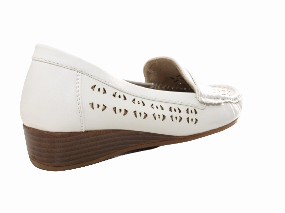 Damen Slipper Keilabsatz Ballerina Loafer Mokassins Slip On Flats Freizeit White # 555-37 Chunky Loafers