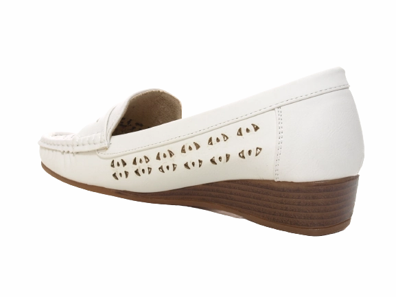 Damen Slipper Keilabsatz Ballerina Loafer Mokassins Slip On Flats Freizeit White # 555-37 Warm Loafers