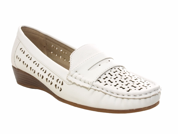 Damen Slipper Keilabsatz Ballerina Loafer Mokassins Slip On Flats Freizeit White # 555-37 With Loafers Outfits