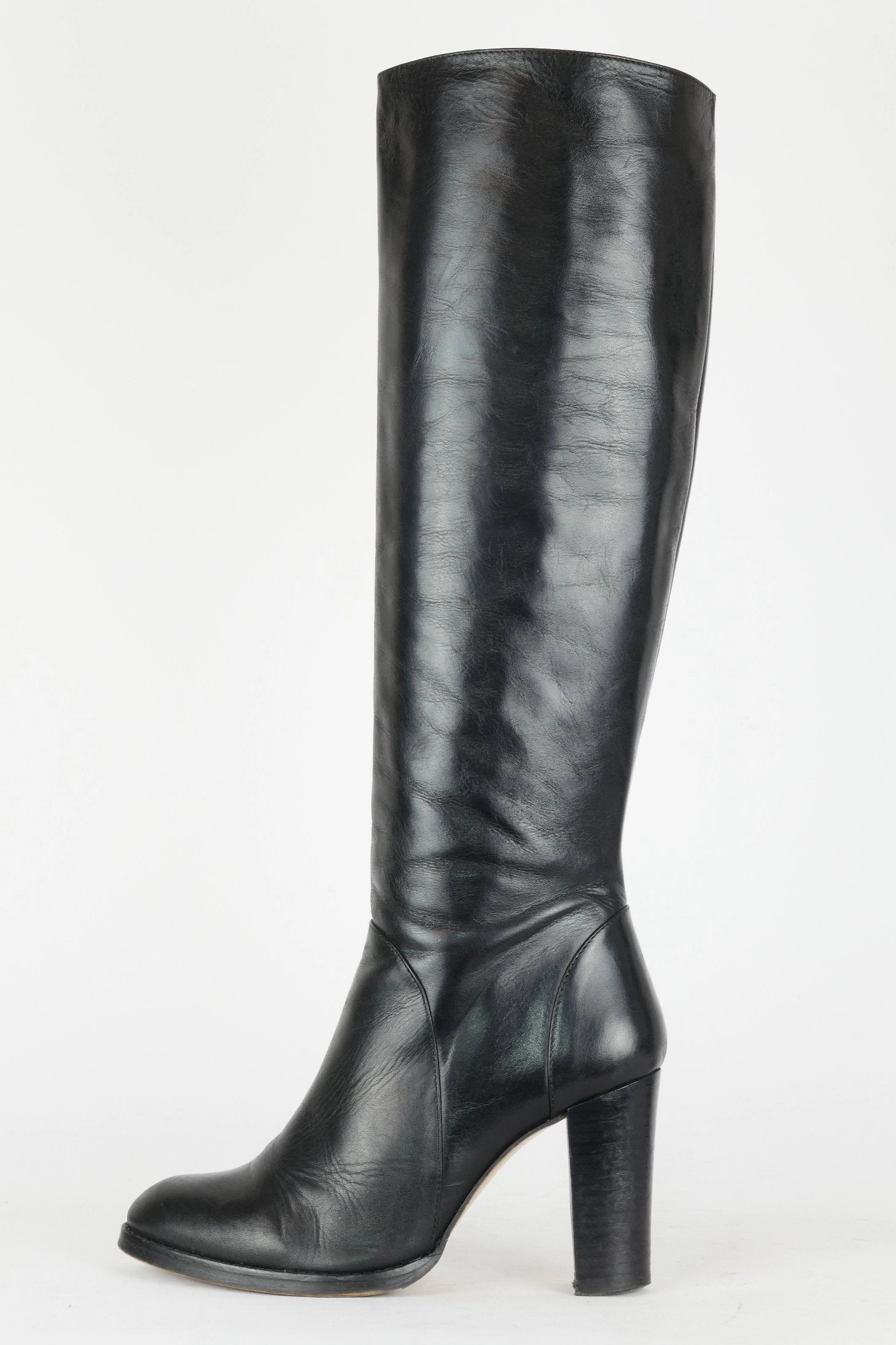 Jeansrock Und Stiefel Stiefel Leder schwarz