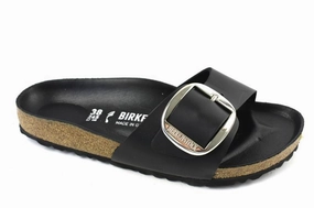 Birkenstock MADRID BIG BUCKLE 1006523 geltes Nubukleder Schwarz ,schmaleWeite Sandalen Mit Korkabsatz
