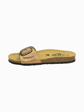 Bis 3 181018 Elefante Lame cobre Lederriemen Sandalen