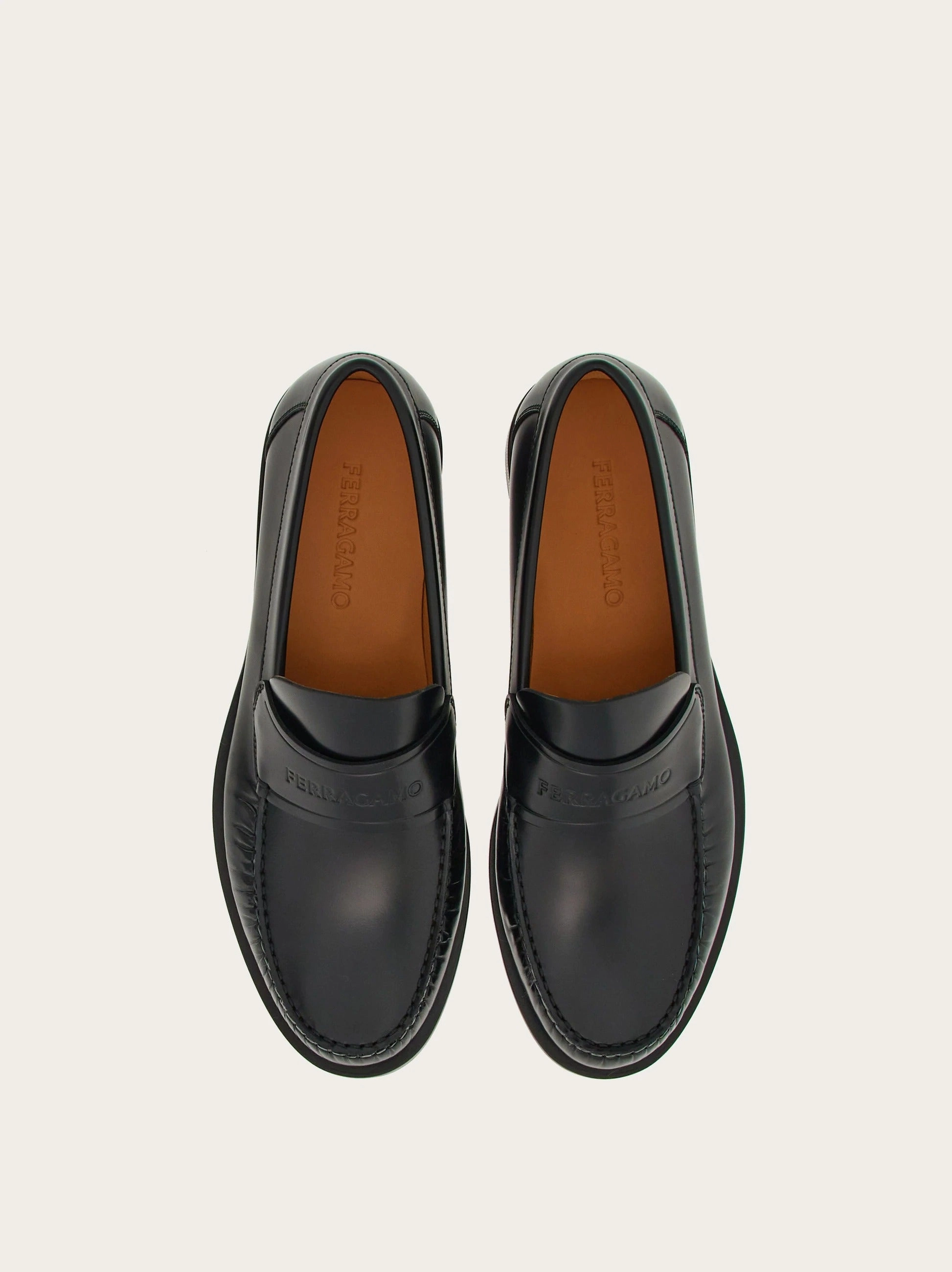 BLACK FERRAGAMO MEN SHOES Fabric Loafers