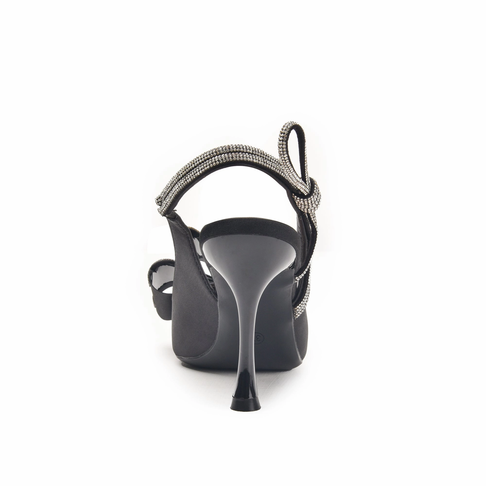 Black High Heels with Bow and Crystal Straps | 486N-C High Heels Mania