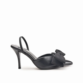 Black High Heels with Bow Detail | 497N-C Plateau High Heels Mit Nieten