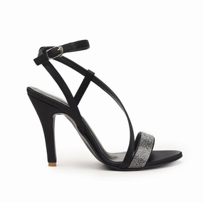 Black High Heels with Crystal Strap | 220H-C Strap Platform High Heels